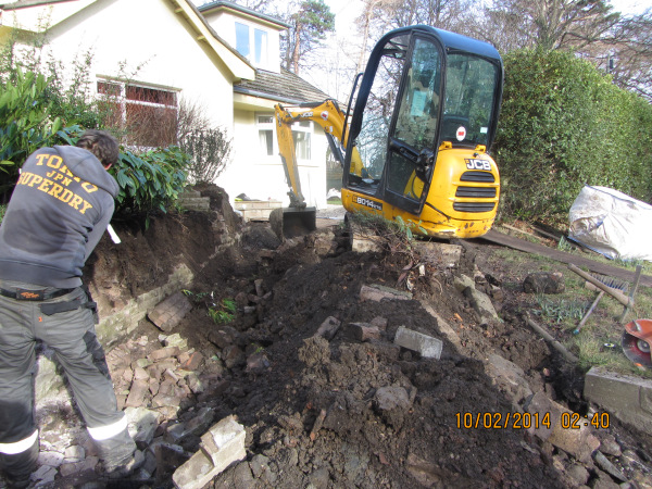 Machinery removing soil