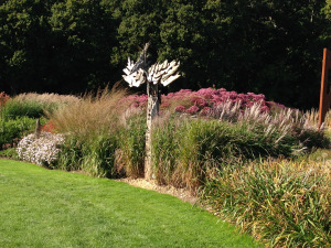 A wooden sculpture in the garden