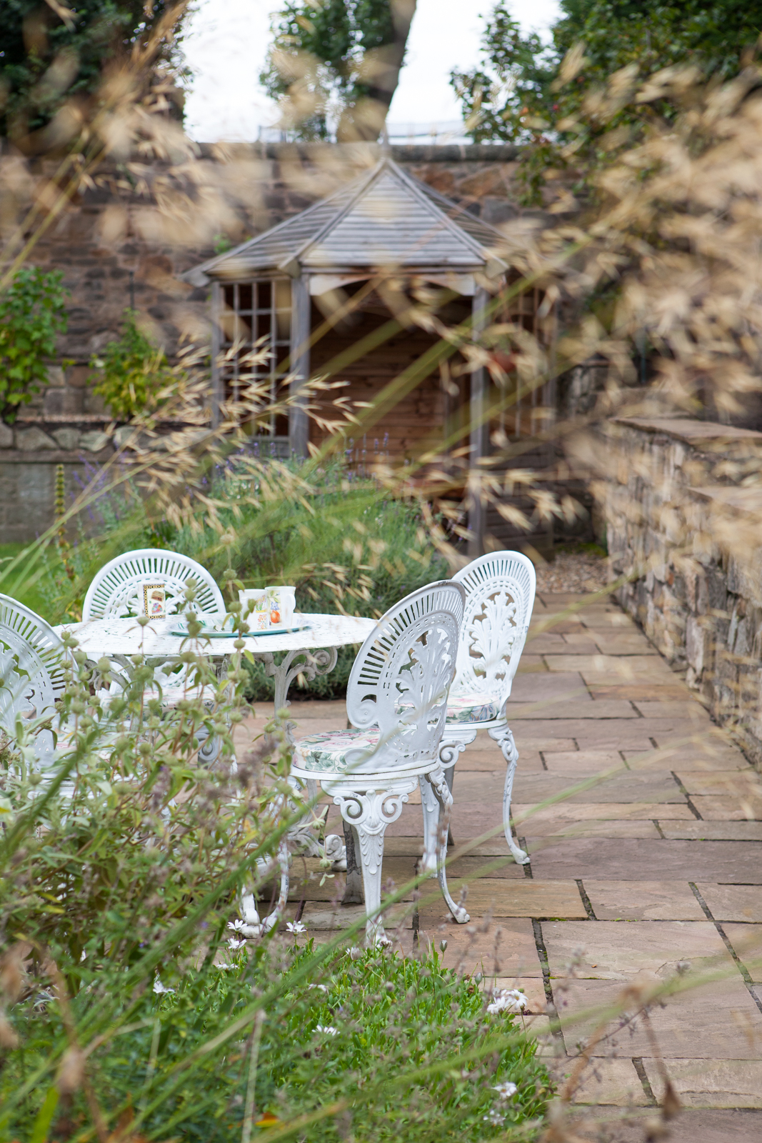 Seating in a walled garden